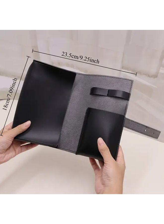 Black Faux Leather Travel Electronic Organizer Bag For Chargers Cables Headphones Power Bank - Image 2